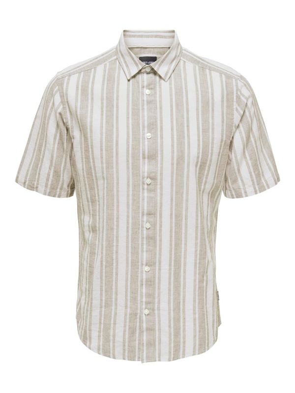 Only & Sons Only & Sons Риза 'CAIDEN'  тъмнобежово / бяло