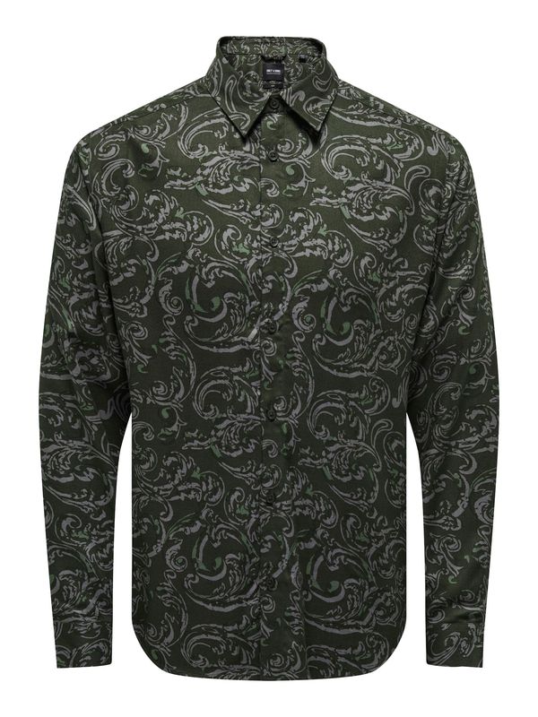 Only & Sons Only & Sons Риза 'LOLLY'  сиво / зелено / тъмнозелено