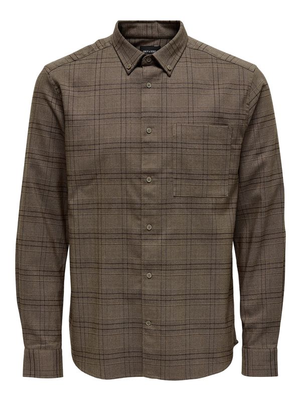 Only & Sons Only & Sons Риза 'Tino'  бежово / кафяво / тъмнокафяво