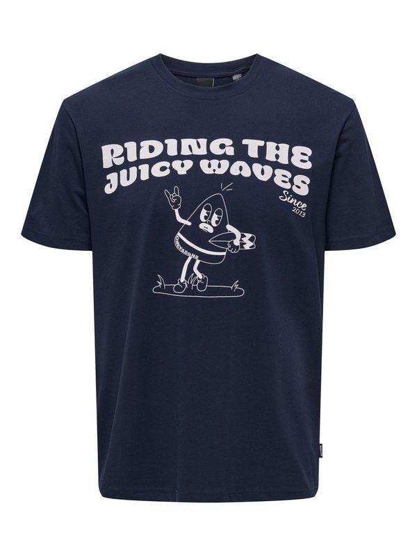 Only & Sons Only & Sons Тениска 'KIM'  нейви синьо / бяло