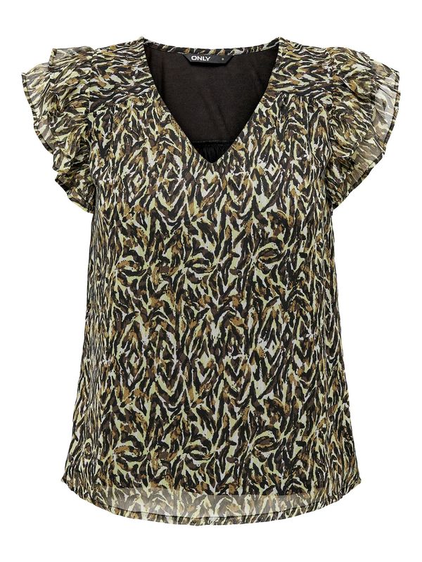 ONLY ONLY Блуза 'Eliza'  кафяво / светлозелено / черно