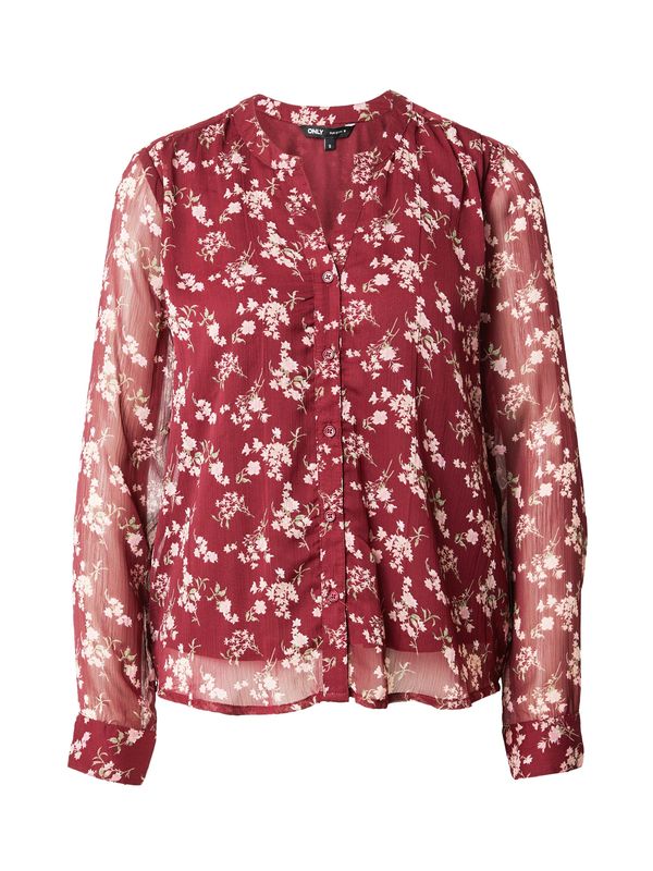 ONLY ONLY Блуза 'MIVA'  светлозелено / бледорозово / тъмночервено