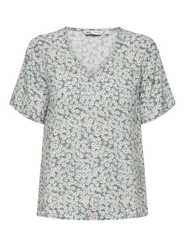 ONLY ONLY Блуза 'SUSAN'  кафяво / каки / мента / бяло