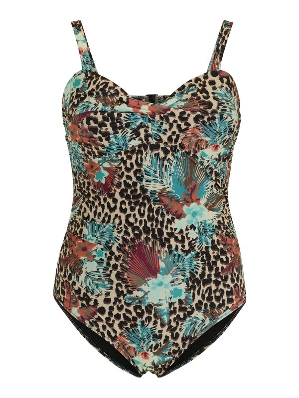 ONLY Carmakoma ONLY Carmakoma Бански костюм 'ELLY'  бежово / светлосиньо / малина / черно