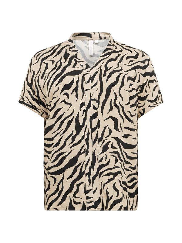 ONLY Carmakoma ONLY Carmakoma Блуза 'NOVA LIFE'  бежово / черно