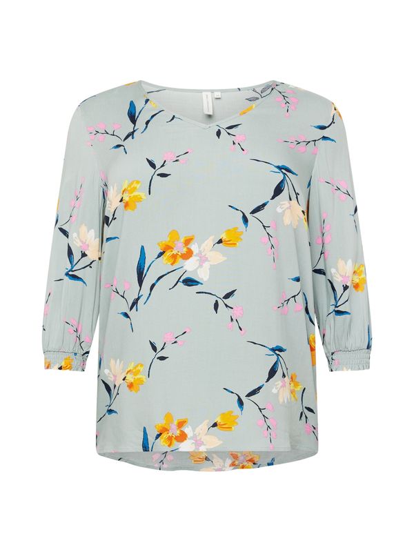 ONLY Carmakoma ONLY Carmakoma Блуза 'NOVA'  синя тинтява / златистожълто / пастелно зелено / тъмнооранжево
