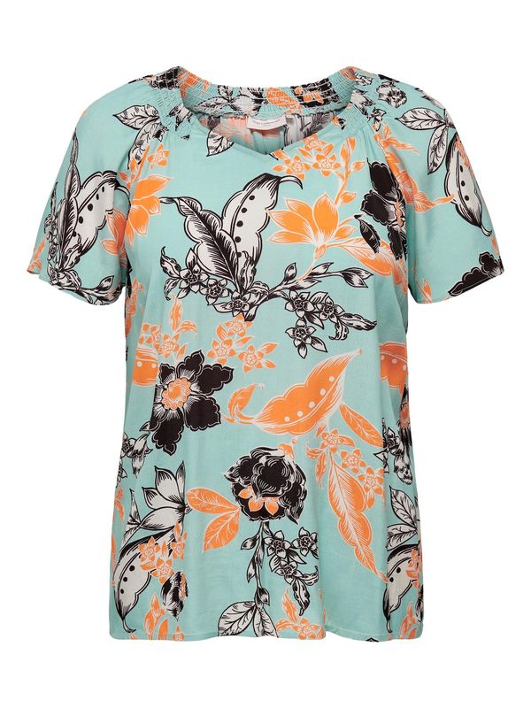 ONLY Carmakoma ONLY Carmakoma Блуза 'Solar'  тюркоазен / оранжево / черно / бяло