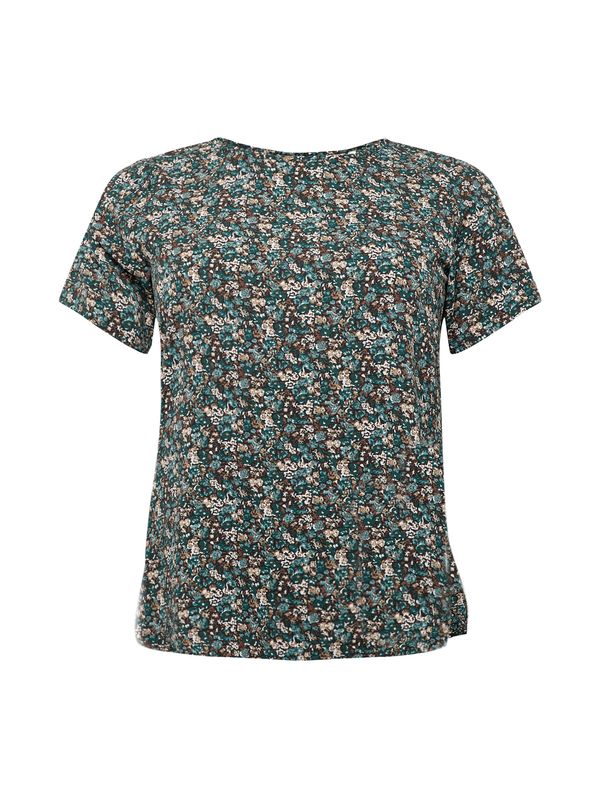 ONLY Carmakoma ONLY Carmakoma Блуза 'Vica'  кафяво / светлокафяво / елхово зелено / бяло