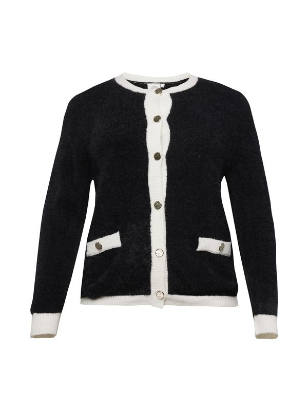 ONLY Carmakoma ONLY Carmakoma Плетена жилетка 'Lady'  черно / бяло