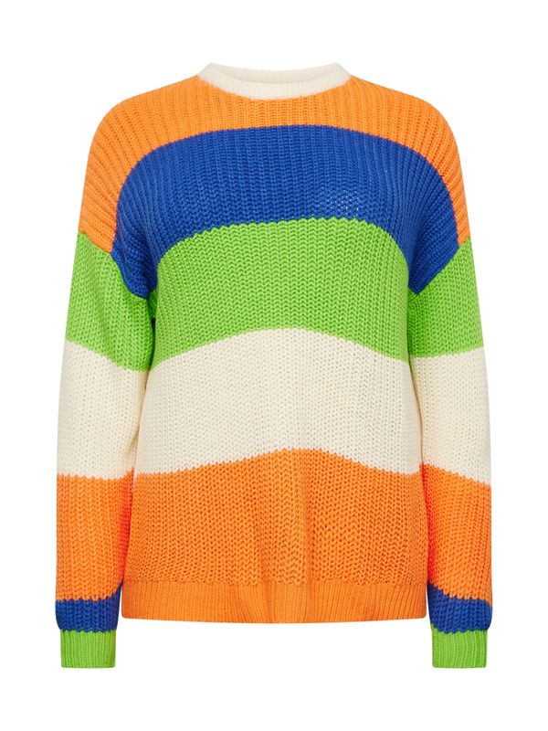 ONLY Carmakoma ONLY Carmakoma Пуловер 'NIKKA'  бежово / синьо / ябълка / тъмно коралово