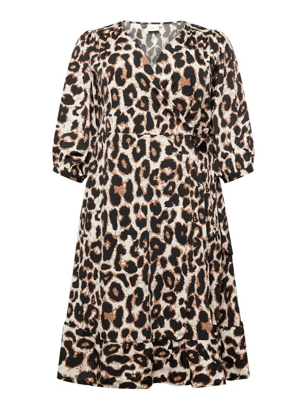 ONLY Carmakoma ONLY Carmakoma Рокля 'Livia'  кафяво / черно / бяло