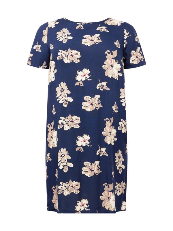 ONLY Carmakoma ONLY Carmakoma Рокля 'NOVA DITTE LIFE'  бежово / цвят "пясък" / нейви синьо / светлорозово