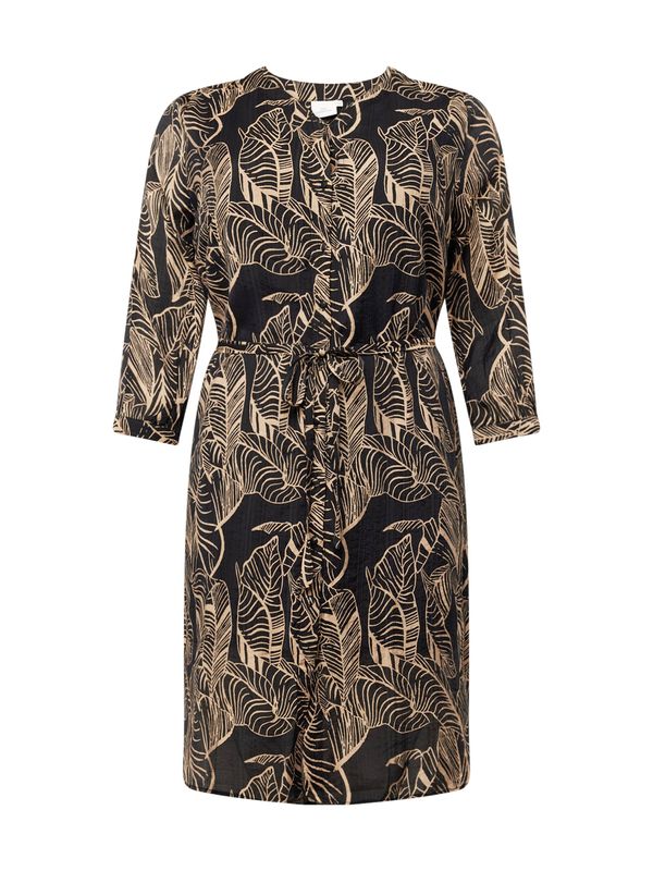 ONLY Carmakoma ONLY Carmakoma Рокля тип риза 'BETSEY'  бежово / черно