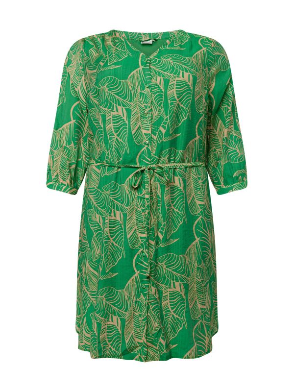 ONLY Carmakoma ONLY Carmakoma Рокля тип риза 'BETSEY'  бежово / зелено