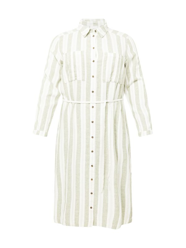 ONLY Carmakoma ONLY Carmakoma Рокля тип риза 'CARO'  сиво-бежово / мръсно бяло