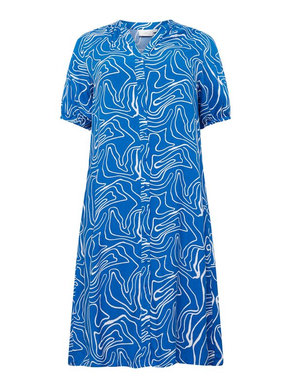 ONLY Carmakoma ONLY Carmakoma Рокля тип риза 'DES ALLIE'  кралско синьо / бяло