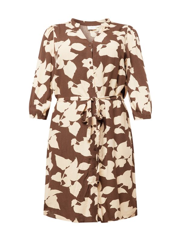 ONLY Carmakoma ONLY Carmakoma Рокля тип риза 'EMERSON'  цвят "пясък" / кафяво