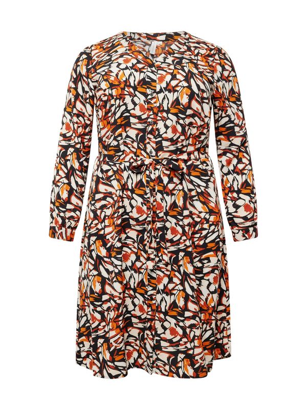 ONLY Carmakoma ONLY Carmakoma Рокля тип риза 'LUX ELLIE LIFE'  оранжево / тъмно коралово / черно / естествено бяло