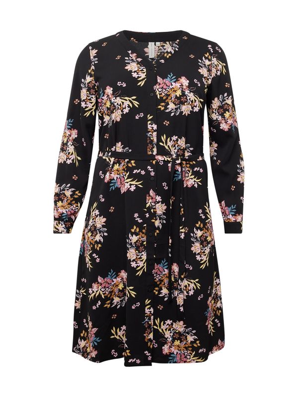 ONLY Carmakoma ONLY Carmakoma Рокля тип риза 'LUX ELLIE LIFE'  жълто / светлорозово / черно / бяло