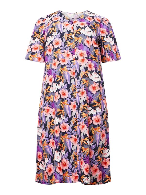 ONLY Carmakoma ONLY Carmakoma Рокля тип риза 'Nova Ella'  нейви синьо / лилав / пъстро / бледорозово