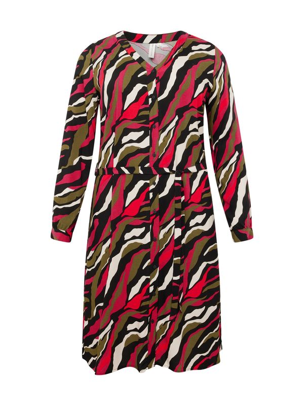 ONLY Carmakoma ONLY Carmakoma Рокля тип риза 'NOVA'  зелено / розово / черно / бяло