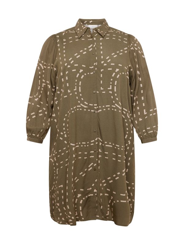 ONLY Carmakoma ONLY Carmakoma Рокля тип риза 'PHOEBE'  бежово / маслина