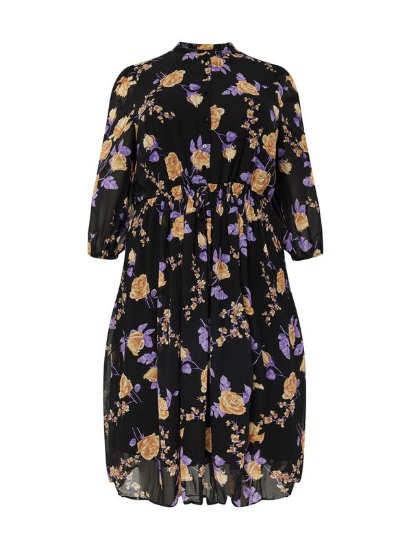 ONLY Carmakoma ONLY Carmakoma Рокля тип риза 'PIONA'  бежово / светлокафяво / светлолилаво / черно