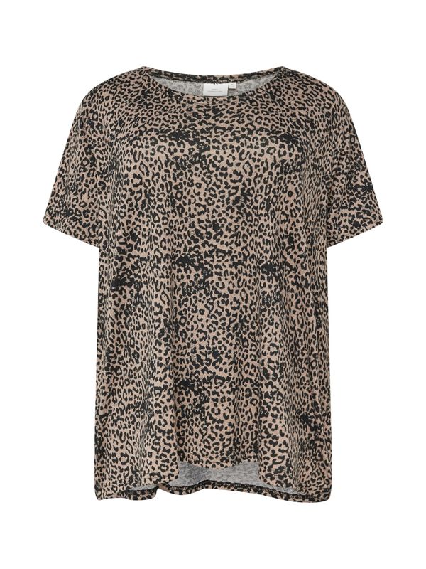 ONLY Carmakoma ONLY Carmakoma Тениска 'CARALBA AMY'  цвят "пясък" / черно