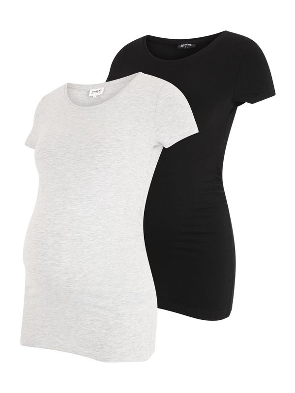 Only Maternity Only Maternity Тениска 'LOVELY'  светлосиво / черно