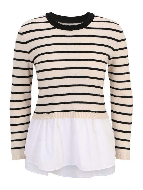 Only Petite Only Petite Пуловер 'ANGIE'  бежово / черно / бяло
