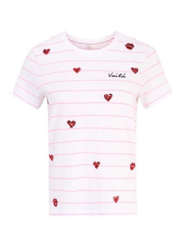 Only Petite Only Petite Тениска 'KITA'  светлорозово / червено / черно / бяло