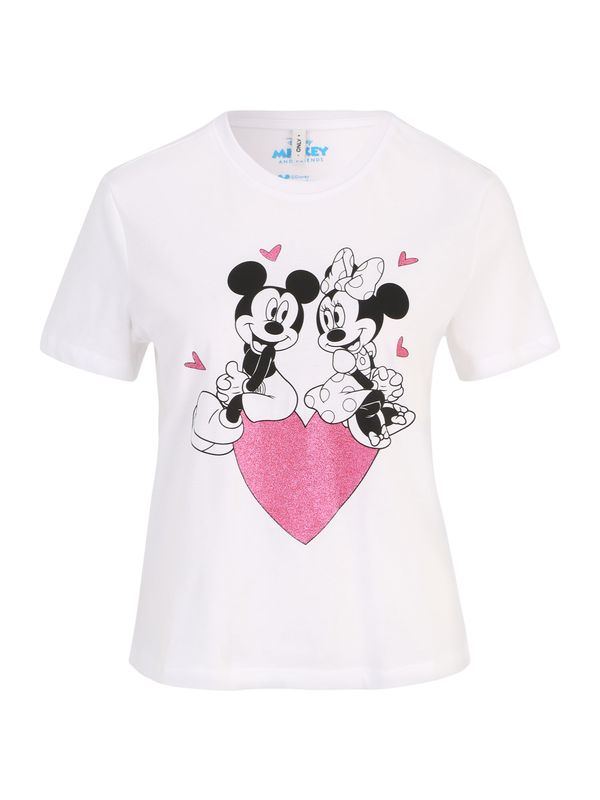 Only Petite Only Petite Тениска 'MICKEY LIFE VALENTINE'  светлорозово / черно / бяло
