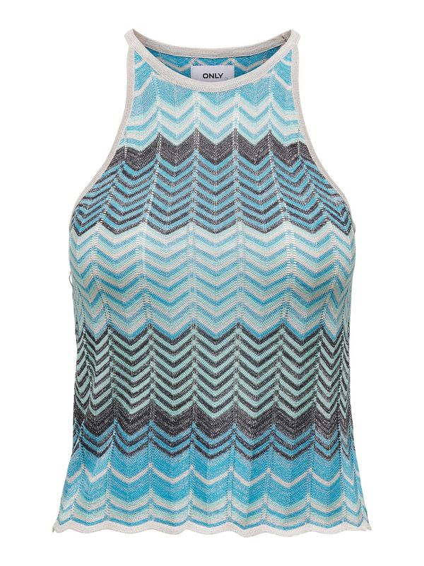 ONLY ONLY Плетен топ 'Alvira'  светлосиньо / камък / светлосиво / бяло