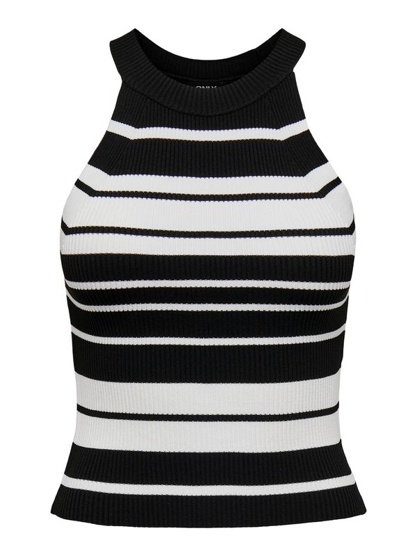 ONLY ONLY Плетен топ 'Edna'  черно / бяло