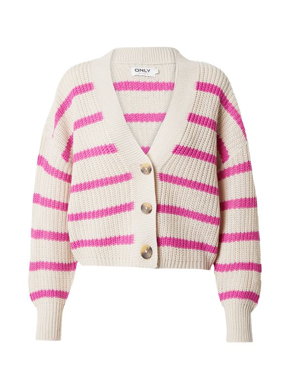 ONLY ONLY Плетена жилетка 'CAROL'  кремаво / розово