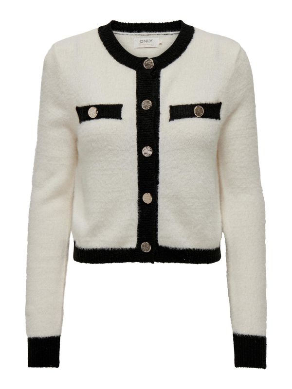 ONLY ONLY Плетена жилетка 'LADY'  черно / мръсно бяло