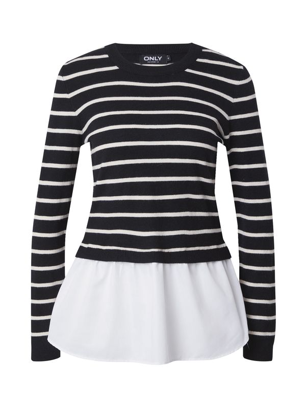 ONLY ONLY Пуловер 'ANGIE LIFE'  черно / бяло