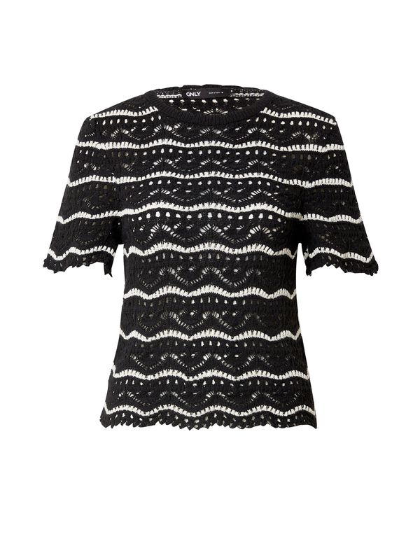 ONLY ONLY Пуловер 'ANNASOFIA'  черно / бяло