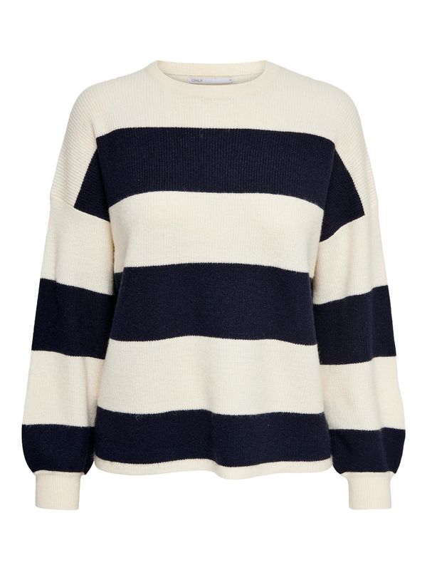 ONLY ONLY Пуловер 'Atia'  морскосиньо / бял памук