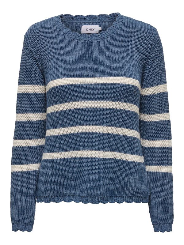 ONLY ONLY Пуловер 'BELLA'  индиго / мръсно бяло