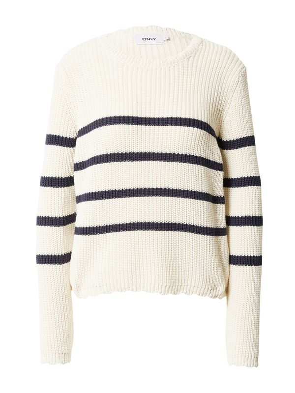 ONLY ONLY Пуловер 'BELLA'  сиво-бежово / черно