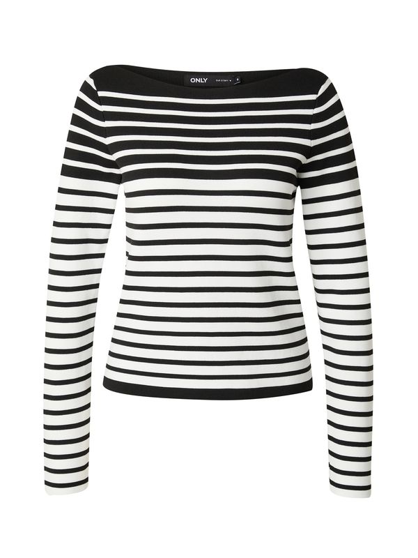 ONLY ONLY Пуловер 'CAMILLO'  черно / бяло