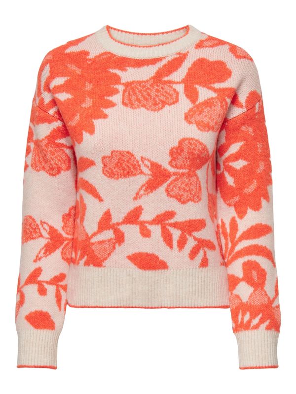 ONLY ONLY Пуловер 'CASSIDI'  кремаво / тъмнооранжево