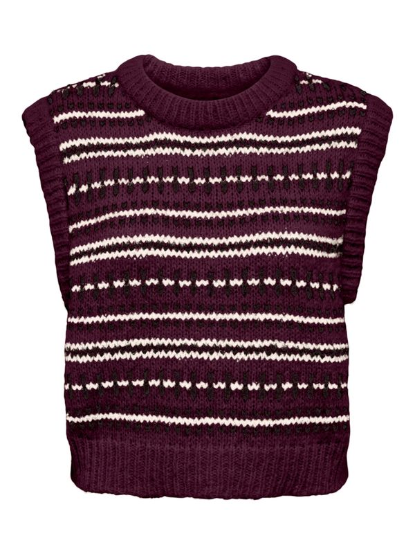 ONLY ONLY Пуловер 'FAROE'  патладжан / бяло