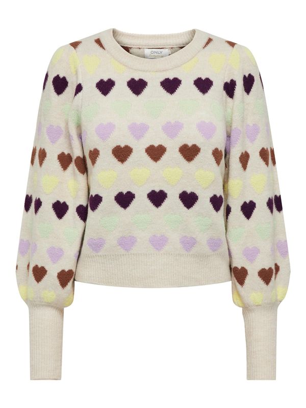 ONLY ONLY Пуловер 'Heartbeat'  бежово / пъстро