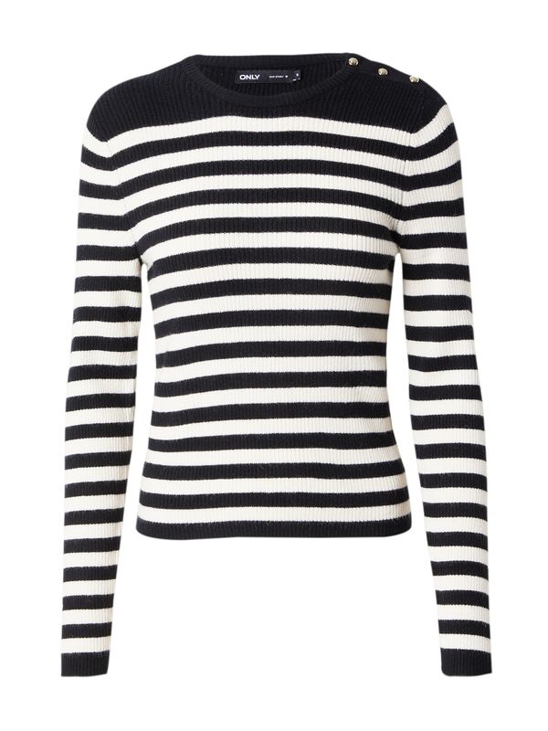 ONLY ONLY Пуловер 'IBI'  черно / мръсно бяло