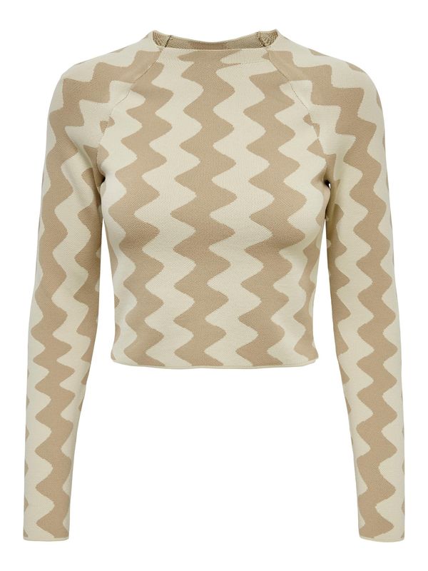 ONLY ONLY Пуловер 'Ilma'  екрю / светлокафяво