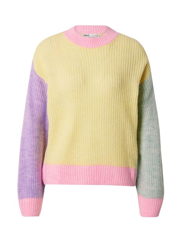 ONLY ONLY Пуловер 'MANNA'  жълто / зелен меланж / лилав / светлорозово