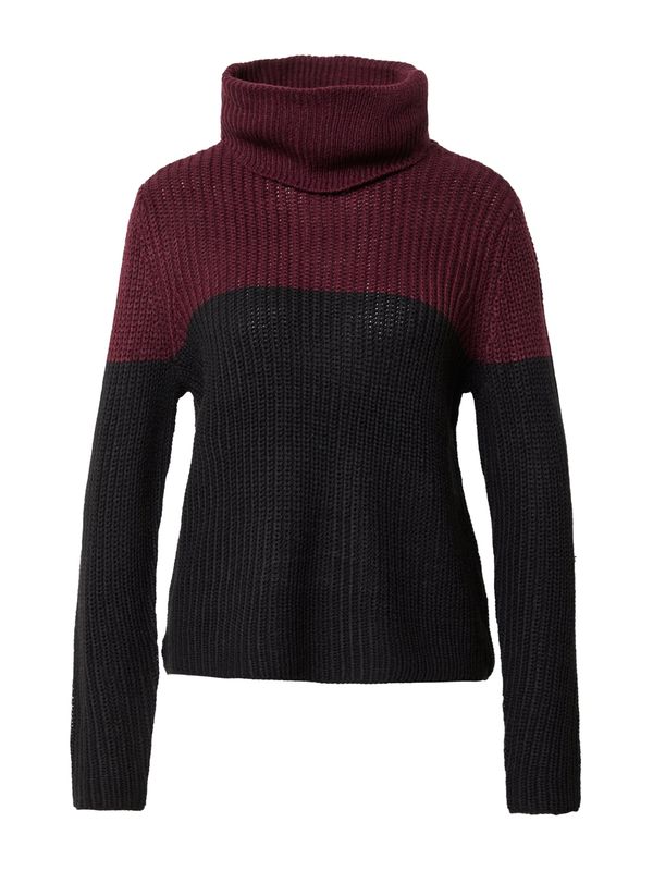 ONLY ONLY Пуловер 'MANTANNA'  винено червено / черно