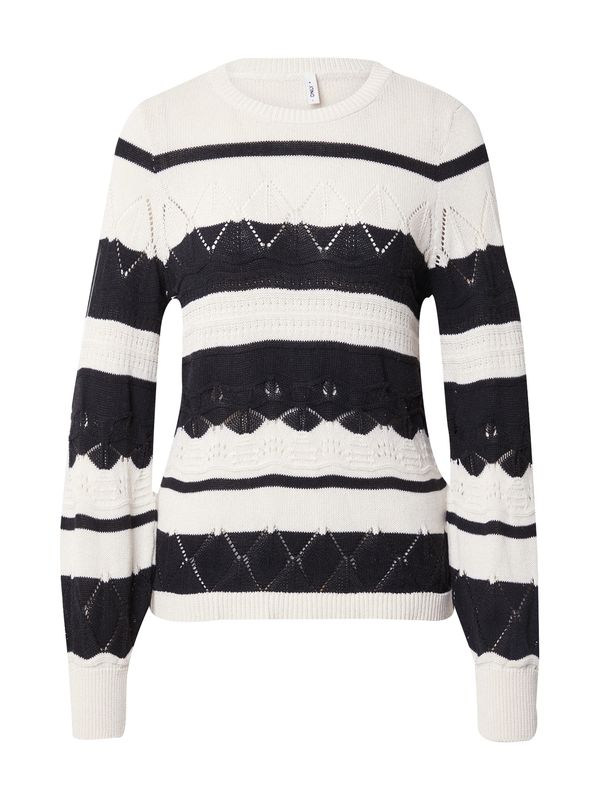 ONLY ONLY Пуловер 'VANESSA'  кремаво / нейви синьо